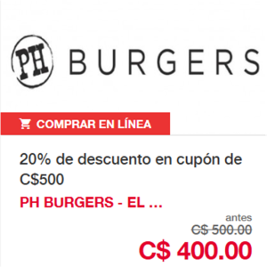 20% de descuento en PH Burguer