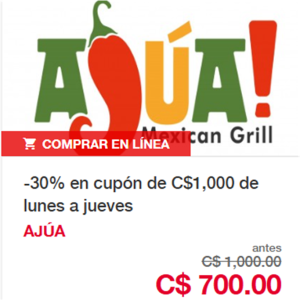 30% de descuento en Rest. Ajúa