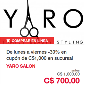 30% de descuento en Salon Yaro.